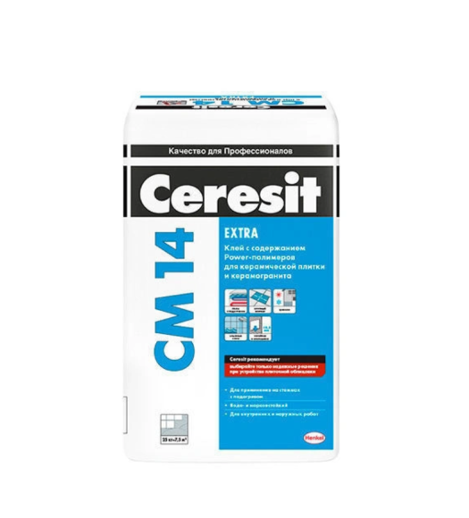 Клей для плитки, керамогранита и камня Ceresit СМ 14 Extra серый 25 кг