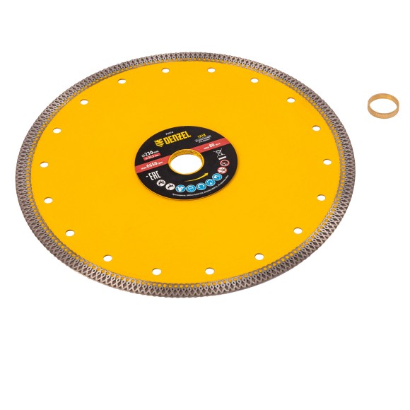 Диск алмазный отрезной 230 х 22,2мм, сплошной, супертонкий, горячий пресс, сухой/мокрый рез// Denzel Диск алмазный отрезной 230 х 22,2мм, сплошной, супертонкий, горячий пресс, сухой/мокрый рез// Denzel