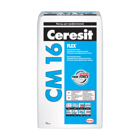 Клей для плитки эластичный Ceresit CM 16 «Flex», 25 кг