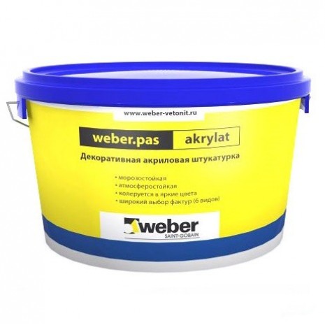 Штукатурка акриловая декоративная Weber.Pas Akrylat Шуба 2 мм белая 25 кг