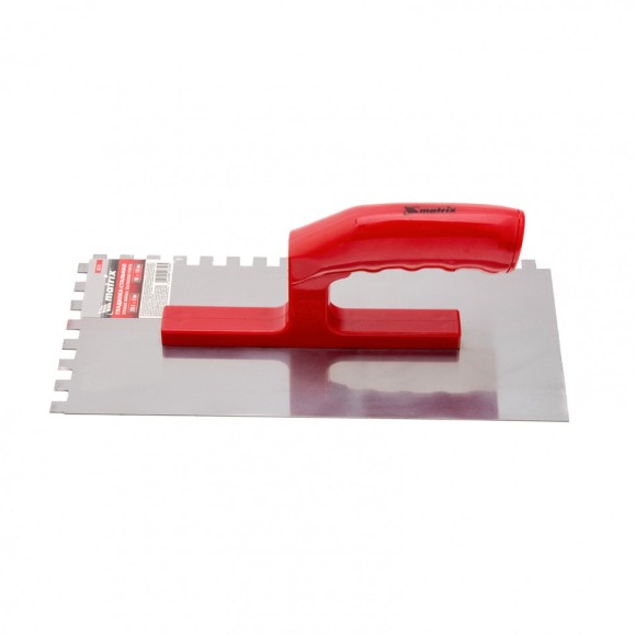 Гладилка стальная, 280 x 130 мм, зеркальная полировка, пластмастмассовая ручка, зуб 10 x 10 мм Matrix Гладилка стальная, 280 x 130 мм, зеркальная полировка, пластмастмассовая ручка, зуб 10 x 10 мм Matrix