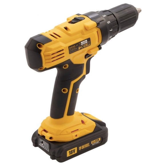 Дрель-шуруповерт аккумуляторная CDL-IB-18-02, Li-Ion, 18 В, 2 акк.// Denzel Дрель-шуруповерт аккумуляторная CDL-IB-18-02, Li-Ion, 18 В, 2 акк.// Denzel