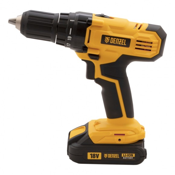 Дрель-шуруповерт аккумуляторная CDL-IB-18-02, Li-Ion, 18 В, 2 акк.// Denzel Дрель-шуруповерт аккумуляторная CDL-IB-18-02, Li-Ion, 18 В, 2 акк.// Denzel