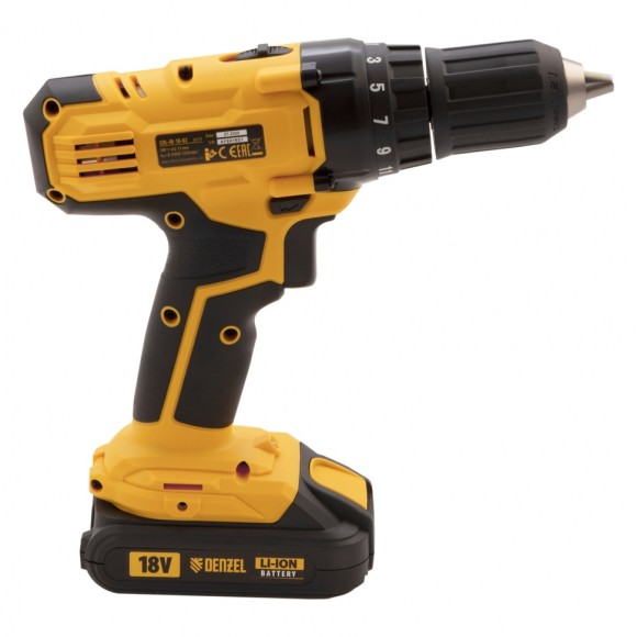 Дрель-шуруповерт аккумуляторная CDL-IB-18-02, Li-Ion, 18 В, 2 акк.// Denzel Дрель-шуруповерт аккумуляторная CDL-IB-18-02, Li-Ion, 18 В, 2 акк.// Denzel