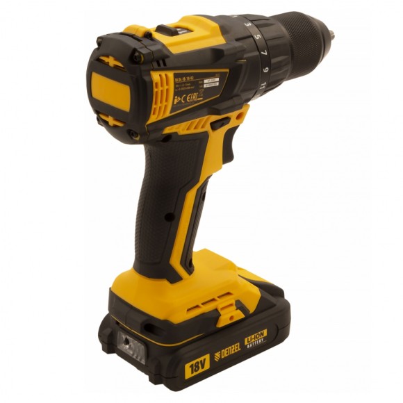 Дрель-шуруповерт аккумуляторная, бесщет. BLDL-IB-18-02, Li-Ion, 18 В, 2 акк.// Denzel Дрель-шуруповерт аккумуляторная, бесщет. BLDL-IB-18-02, Li-Ion, 18 В, 2 акк.// Denzel