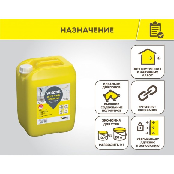 Грунтовка Weber Vetonit прим мульти универсал 5 л Грунтовка Weber Vetonit прим мульти универсал 5 л