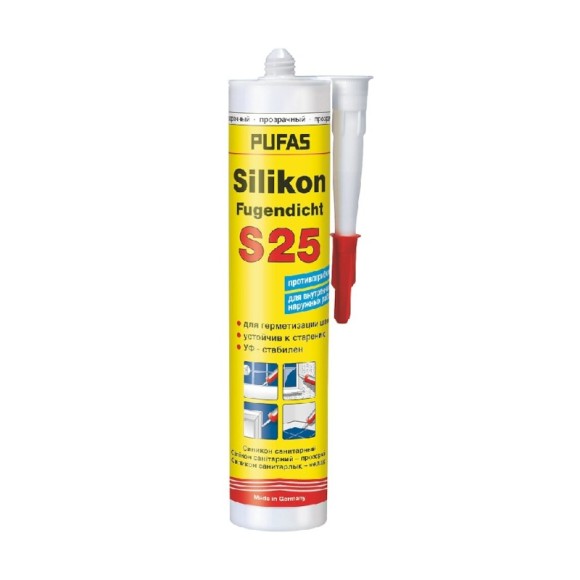 Силикон санитарный Pufas Silikon Fugendicht S25 бесцветный (0,31 л)