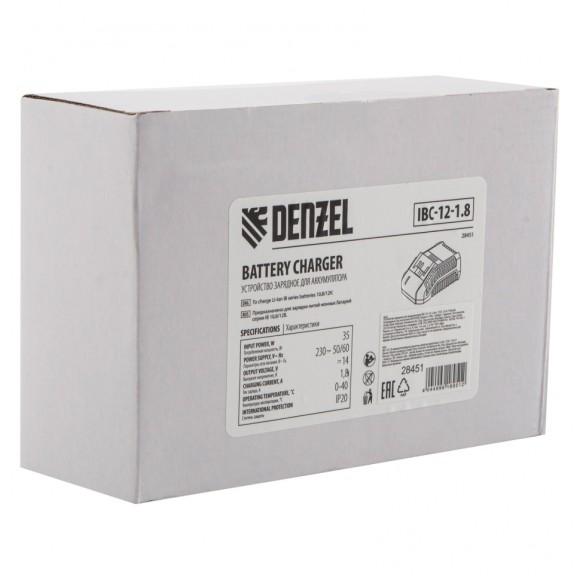 Устройство зарядное для аккумуляторов IBC-12-1.8, Li-Ion, 12 В, 1.8 А Denzel Устройство зарядное для аккумуляторов IBC-12-1.8, Li-Ion, 12 В, 1.8 А Denzel