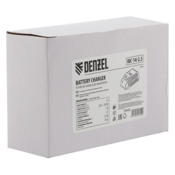 Устройство зарядное для аккумуляторов IBC-14-2.3, Li-Ion, 14 В, 2.3 А Denzel Устройство зарядное для аккумуляторов IBC-14-2.3, Li-Ion, 14 В, 2.3 А Denzel