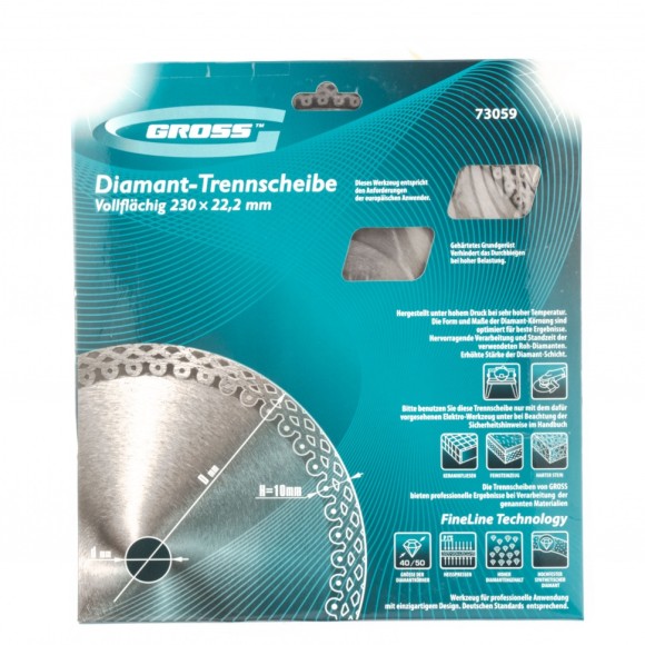 Диск алмазный, 230 х 22.2 мм, тонкий, сплошной (Jaguar), мокрая резка Gross Диск алмазный, 230 х 22.2 мм, тонкий, сплошной (Jaguar), мокрая резка Gross