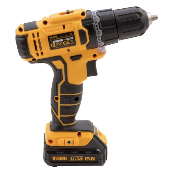 Дрель-шуруповерт аккумуляторная CDL-12-02, Li-Ion, 12 В, 1.5 А*ч, 2 аккумулятора Denzel Дрель-шуруповерт аккумуляторная CDL-12-02, Li-Ion, 12 В, 1.5 А*ч, 2 аккумулятора Denzel