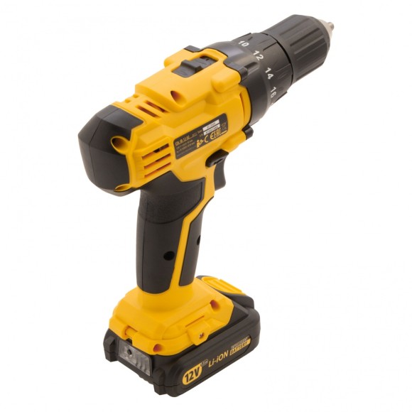 Дрель-шуруповерт аккумуляторная CDL-IB-12-02, Li-Ion, 12 В, 1.5 А*ч, 2 аккумулятора Denzel Дрель-шуруповерт аккумуляторная CDL-IB-12-02, Li-Ion, 12 В, 1.5 А*ч, 2 аккумулятора Denzel