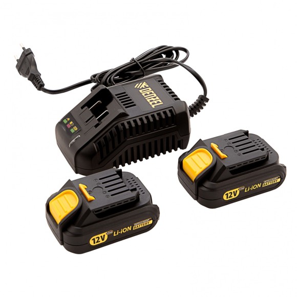 Дрель-шуруповерт аккумуляторная CDL-IB-12-02, Li-Ion, 12 В, 1.5 А*ч, 2 аккумулятора Denzel Дрель-шуруповерт аккумуляторная CDL-IB-12-02, Li-Ion, 12 В, 1.5 А*ч, 2 аккумулятора Denzel