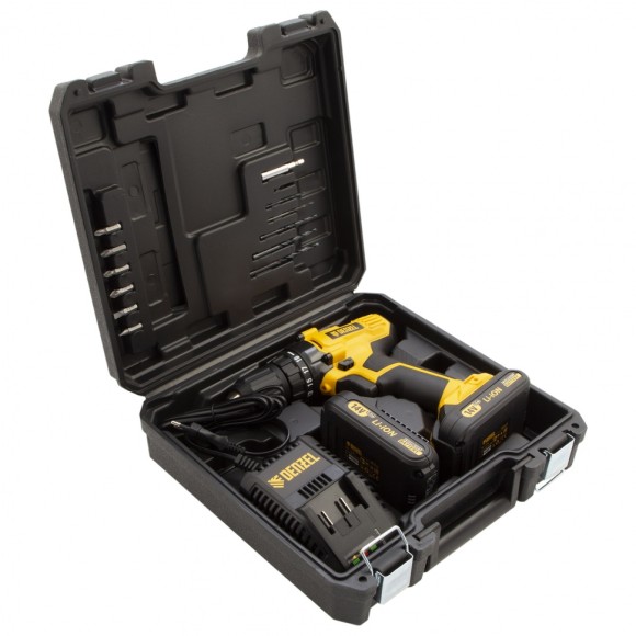 Дрель-шуруповерт аккумуляторная CDL-IB-14-02, Li-Ion, 14 В, 1.5 А*ч, 2 аккумулятора Denzel Дрель-шуруповерт аккумуляторная CDL-IB-14-02, Li-Ion, 14 В, 1.5 А*ч, 2 аккумулятора Denzel