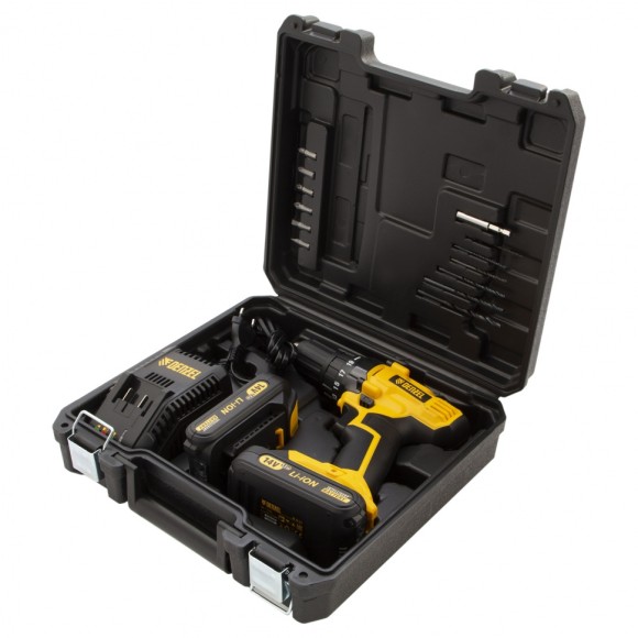 Дрель-шуруповерт аккумуляторная CDL-IB-14-02, Li-Ion, 14 В, 1.5 А*ч, 2 аккумулятора Denzel Дрель-шуруповерт аккумуляторная CDL-IB-14-02, Li-Ion, 14 В, 1.5 А*ч, 2 аккумулятора Denzel