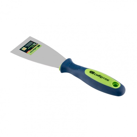 Шпательная лопатка из нержавеющей стали, 60 мм, двухкомпонентная ручка Сибртех Шпательная лопатка из нержавеющей стали, 60 мм, двухкомпонентная ручка Сибртех