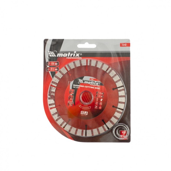 Диск алмазный, отрезной Турбо-сегментный, 125 х 22.2 мм, сухая резка Matrix Professional Диск алмазный, отрезной Турбо-сегментный, 125 х 22.2 мм, сухая резка Matrix Professional