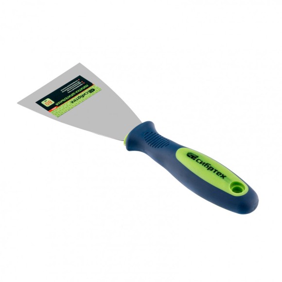 Шпательная лопатка из нержавеющей стали, 80 мм, двухкомпонентная ручка Сибртех Шпательная лопатка из нержавеющей стали, 80 мм, двухкомпонентная ручка Сибртех