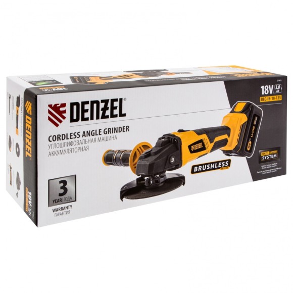 Машина углошлифовальная аккумуляторная BLG-IB-18-125, бесщеточная BLG-IB-18-125, Li-ion, 18 В Denzel Машина углошлифовальная аккумуляторная BLG-IB-18-125, бесщеточная BLG-IB-18-125, Li-ion, 18 В Denzel