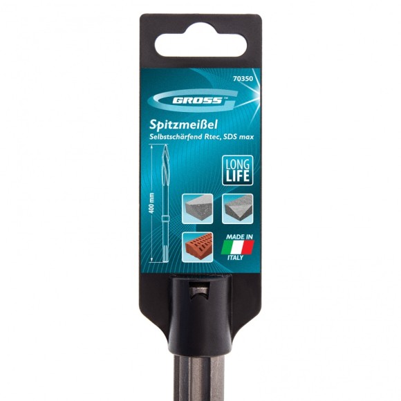 Зубило пикообразное, самозатачивающееся Rtec 400 мм, SDS Max Gross Зубило пикообразное, самозатачивающееся Rtec 400 мм, SDS Max Gross