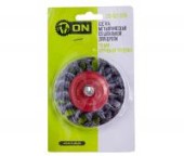 ON Щетка металл. со шпилькой для дрели 75 мм (крученая тарелка