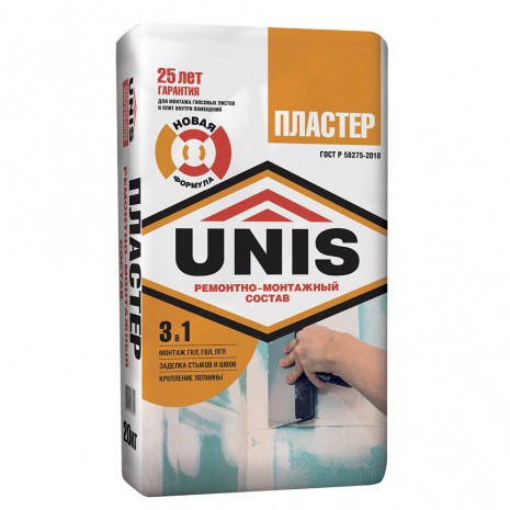 Клей-шпатлевка гипсовая 'UNIS-Пластер' 20кг