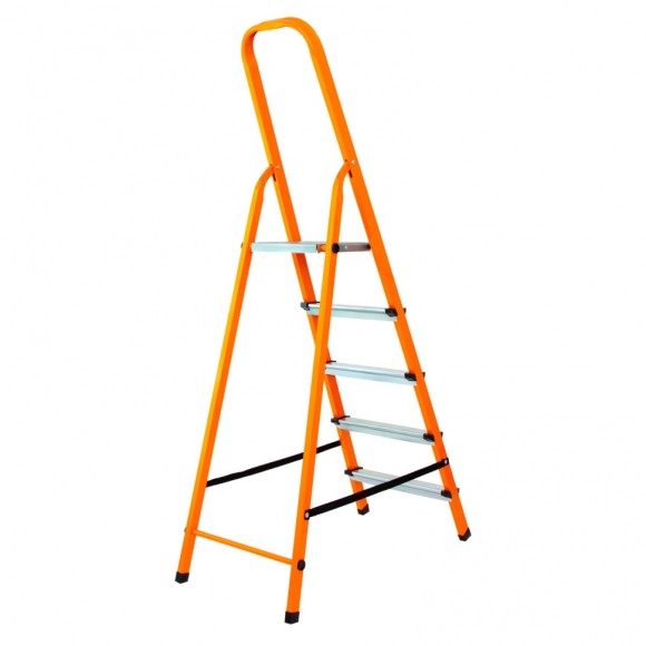 Стремянка, 5 ступеней, стальной профиль, ступени сталь, оранжевая, Россия, Сибртех Стремянка, 5 ступеней, стальной профиль, ступени сталь, оранжевая, Россия, Сибртех