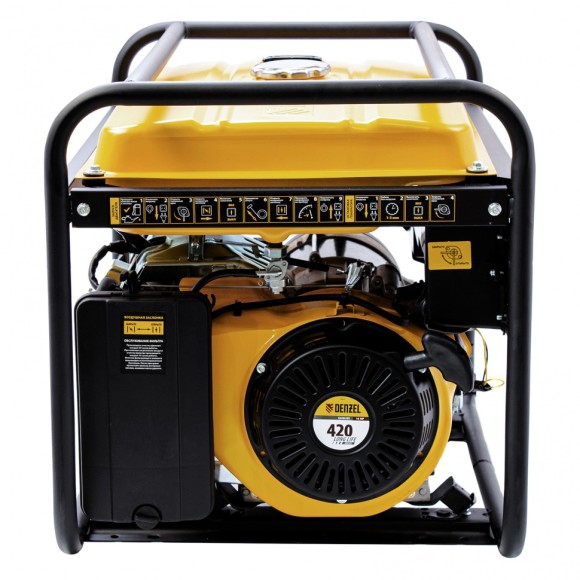 Генератор бензиновый GE 6900, 5.5 кВт, 220 В/50 Гц, 25 л, ручной старт Denzel