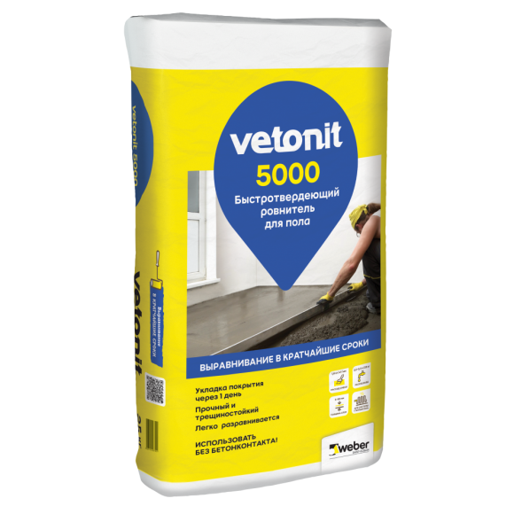 Быстротвердеющий ровнитель для пола Weber.Vetonit 5000 25 кг