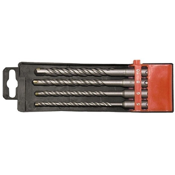 Набор буров по бетону, 5-6-8-10 х 160 мм, 4 шт, в пластиковой коробке, SDS Plus Matrix Набор буров по бетону, 5-6-8-10 х 160 мм, 4 шт, в пластиковой коробке, SDS Plus Matrix