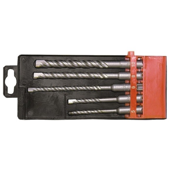Набор буров по бетону, 5-6 х 110.6-8-10 х 160 мм, 5 шт, в пластиковой коробке, SDS Plus Matrix Набор буров по бетону, 5-6 х 110.6-8-10 х 160 мм, 5 шт, в пластиковой коробке, SDS Plus Matrix
