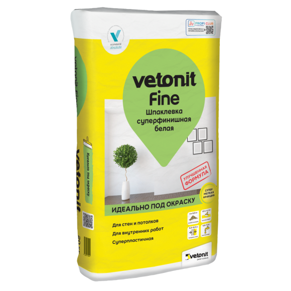 Шпаклевка суперфинишная белая Vetonit Fine 25 кг