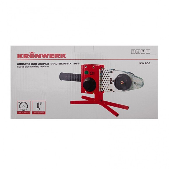Аппарат для сварки пластиковых труб К W 800, 800 Вт, 300 °C, 20-25-32-40-50-63 мм, металлический кейс Kronwerk Аппарат для сварки пластиковых труб К W 800, 800 Вт, 300 °C, 20-25-32-40-50-63 мм, металлический кейс Kronwerk