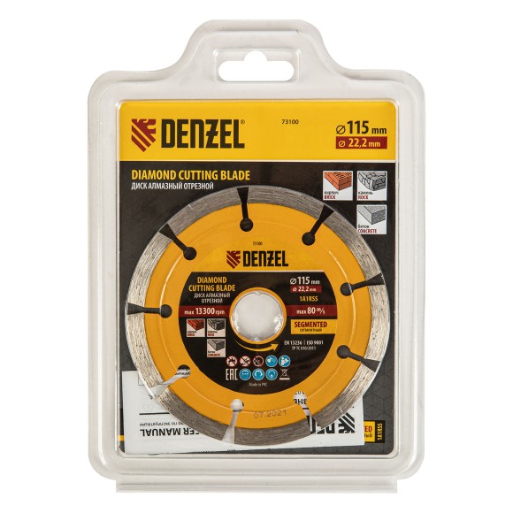 Диск алмазный, отрезной сегментный, 115 х 22.2 мм, сухая резка Denzel Диск алмазный, отрезной сегментный, 115 х 22.2 мм, сухая резка Denzel