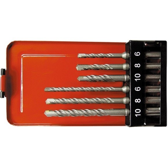 Набор буров по бетону, 6-8-10 х 110.6-8-10 х 160 мм, 6 шт, в пластиковой коробке, SDS Plus Matrix Набор буров по бетону, 6-8-10 х 110.6-8-10 х 160 мм, 6 шт, в пластиковой коробке, SDS Plus Matrix