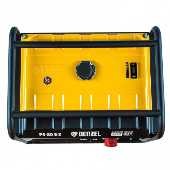 Генератор бензиновый PS 80 E-3, 6.6 кВт, 400 В, 25 л, электростартер Denzel