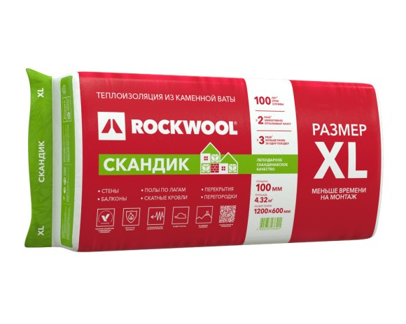 Rockwool Скандик 1200х600х100 мм  (6шт/уп., 4,32м2)