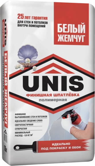 Шпатлёвка полимерная финишная Юнис БЕЛЫЙ ЖЕМЧУГ 18 кг