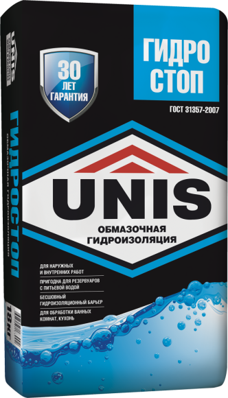 Обмазочная гидроизоляция UNIS ГИДРОСТОП 18 кг
