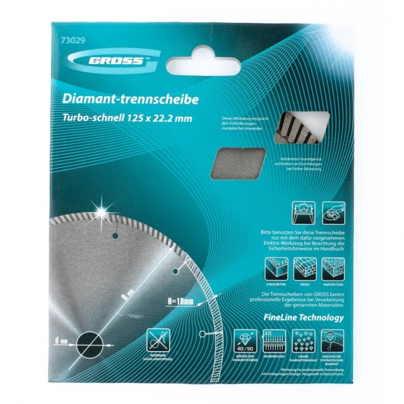 Диск алмазный, 125 х 22.2 мм, турбо с лазерной перфорацией, сухая резка Gross Диск алмазный, 125 х 22.2 мм, турбо с лазерной перфорацией, сухая резка Gross