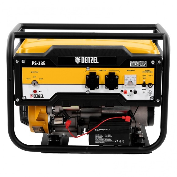 Генератор бензиновый PS-33E, 3.3 кВт, 230В, 15 л, электростартер Denzel