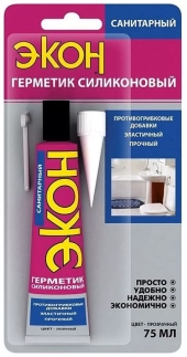 Герметик Силиконовый Санитарный ЭКОН (прозрачный), 75 мл на единичном блистере Герметик Силиконовый Санитарный ЭКОН (прозрачный), 75 мл на единичном блистере
