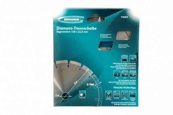 Диск алмазный, 150 х 22.2 мм, лазерная приварка сегментов, сухая резка Gross Диск алмазный, 150 х 22.2 мм, лазерная приварка сегментов, сухая резка Gross