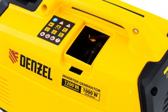 Генератор инверторный GT-1200iS, 1.2 кВт, 230 В, бак 2.4 л, закрытый корпус, ручной старт Denzel