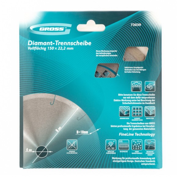 Диск алмазный, 150 х 22.2 мм, сплошной c лазерной перфорацией, мокрая резка Gross Диск алмазный, 150 х 22.2 мм, сплошной c лазерной перфорацией, мокрая резка Gross