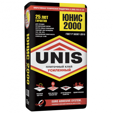 Купить клей для плитки unis 2000 25 кг в Москве по лучшей цене