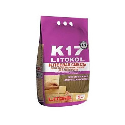 Клей для плитки и керамогранита LITOKOL K17 (C1)  5 кг/мешок