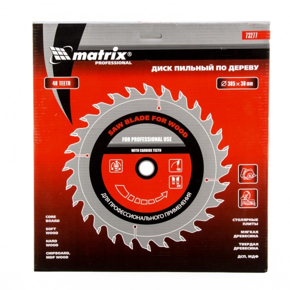 Пильный диск по дереву, 305 х 30 мм, 48 зубьев Matrix Professional Пильный диск по дереву, 305 х 30 мм, 48 зубьев Matrix Professional