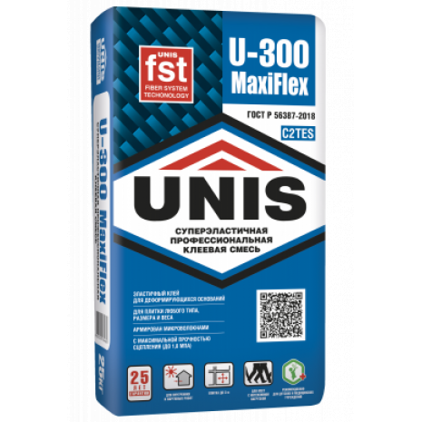 Клеевая смесь белая UNIS MaxiFlex U-300 25кг/меш