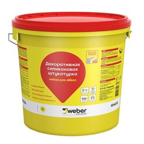 Штукатурка силиконовая декоративная Weber.Pas Silikon Шуба 2 мм белая 25 кг